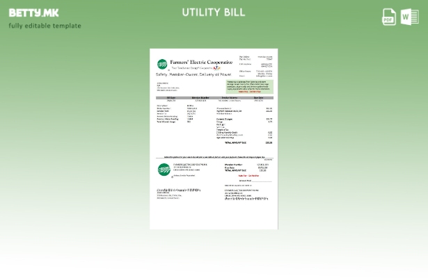 Модерен стил, шаблон за комунални сметки за Електрична Кооператива на Фармер на 